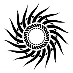 Abstract sun symbol, isolated on white background.