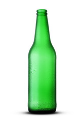 green empty beer bottle