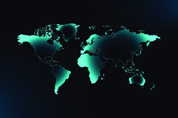 Technology theme world map with glowing effect, vector illustration design
