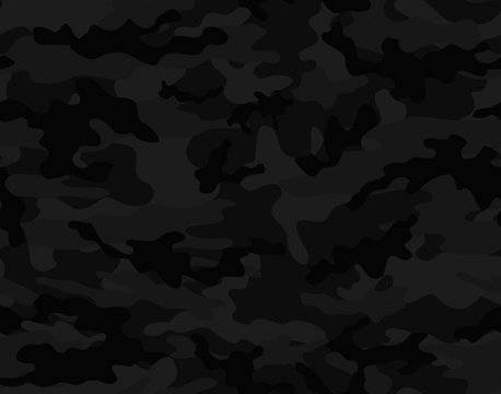  Black camouflage seamless vector pattern.
