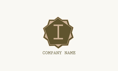 Abstract graphic monogram with the initial letter I in brown. Design of logo of emblem of enterprise, organization, institution.