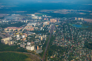 Aerial view of multi-storey houses district