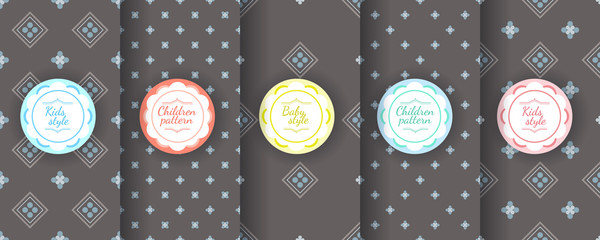 Kids colorful seamless pattern. Cute Baby design background.