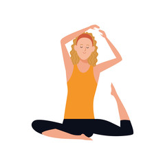 cartoon girl practicing yoga icon