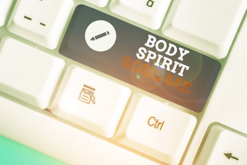 Conceptual hand writing showing Body Spirit Soul Me. Concept meaning Personal Balance Therapy...
