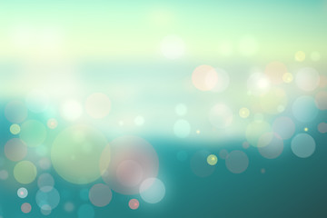 Abstract gradient light green blue pastel shiny blurred background texture with circular bokeh lights in soft color style. Beautiful backdrop. Space for design.