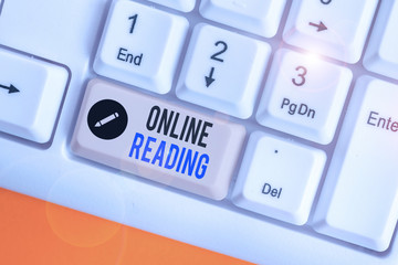Word writing text Online Reading. Business photo showcasing process of extracting meaning is in a...