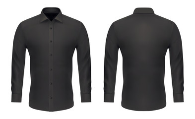 Mockup template, men black classic dress shirt