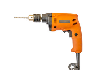 Electric drill isolated on white background with clipping path