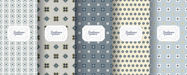 Set of seamless patterns for men s clothing, ties, tuxedos, t-shirts.