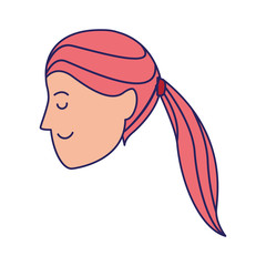 cartoon woman profile with hair tail