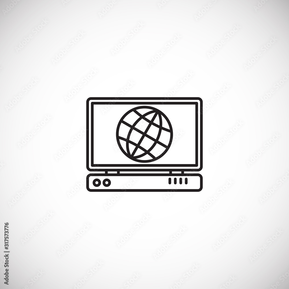 Poster technolgy related outline icon on background for graphic and web design. simple illustration. intern