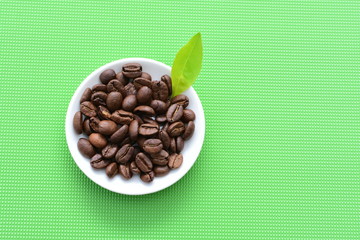  Coffee beans from the mountains of Colombia on colorful backgrounds
