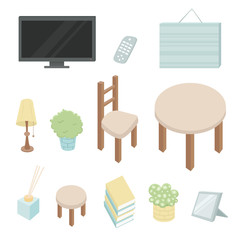 Cute set of furniture! Vector illustration, cartoon style.