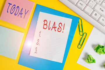 Handwriting text Bias. Conceptual photo inclination or prejudice for or against one demonstrating...