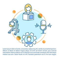 Specialized training program concept icon with text. Therapy of disabled. Individual distance learning. PPT page vector template. Brochure, magazine, booklet design element with linear illustrations