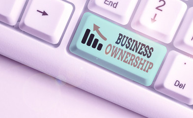 Writing note showing Business Ownership. Business concept for control or to dictate the operations...