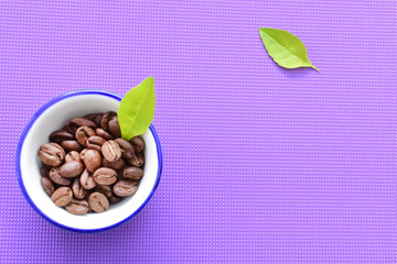  Coffee beans from the mountains of Colombia on colorful backgrounds