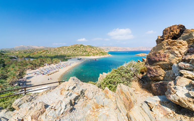 Aerial view on Vai palm beach in Crete island. Day foto.