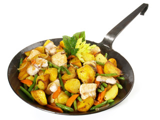 Pannfisch in der Pfanne mit Senfsauce