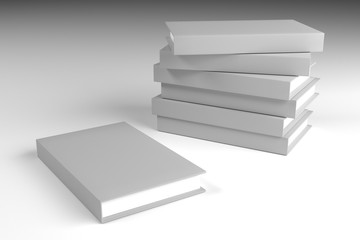 mock-up gray books on white background 3d
