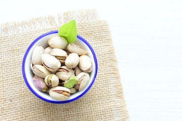  Pistachios with natural green leaf