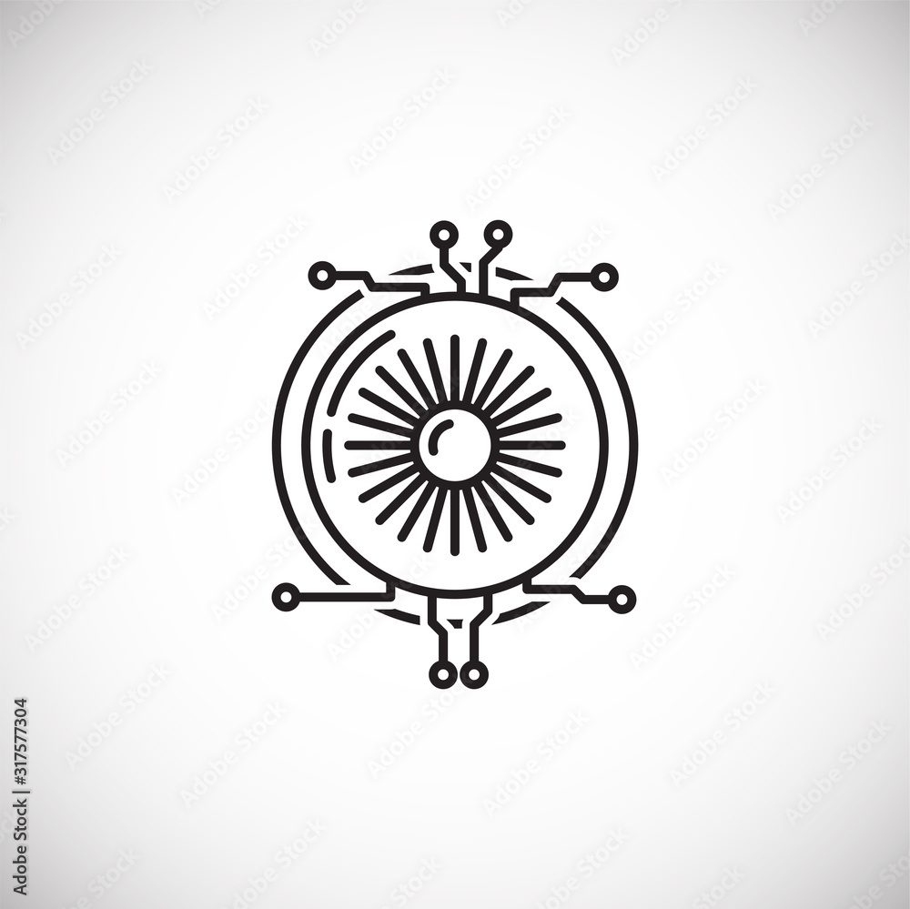 Poster technolgy related outline icon on background for graphic and web design. simple illustration. intern