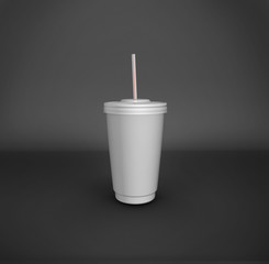 Milkshake or soda minimal take away cup mockup, to use your own product label on it (3D rendering)