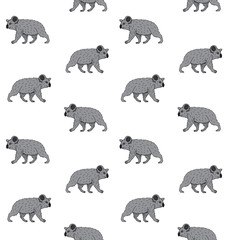 Vector seamless pattern of hand drawn doodle sketch colored walking koala isolated on white background