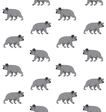 Vector seamless pattern of hand drawn doodle sketch colored walking koala isolated on white background © Sweta