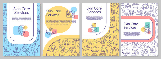 Skin care services, cosmetic procedures brochure template. Flyer, booklet, leaflet print, cover design with linear icons. Vector layouts for magazines, annual reports, advertising posters