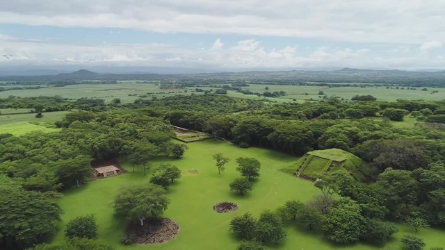 An aerial view of the historical archeological site of Cihuat&aacute;n in El Salvador, Central America
