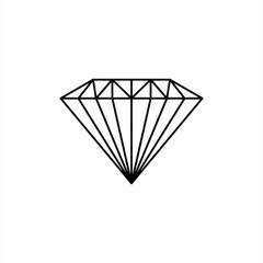 Diamond icon outline vector sign. Gemstone symbol logo illustration.