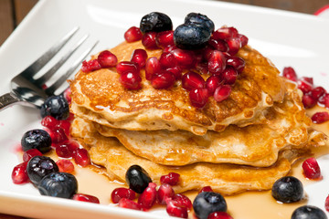 Stack of Oatmeal Pancakes with Fruit