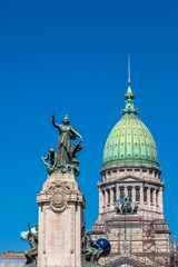 Fototapeta na wymiar The Argentine National Congress (Palacio del Congreso), a National Historic Landmark, Buenos Aires, Argentina