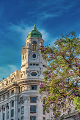 XIX Century European architectural styles dominating the skyline of central Buenos Aires, Argentina