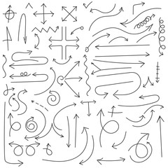 Set of arrow doodle on white background