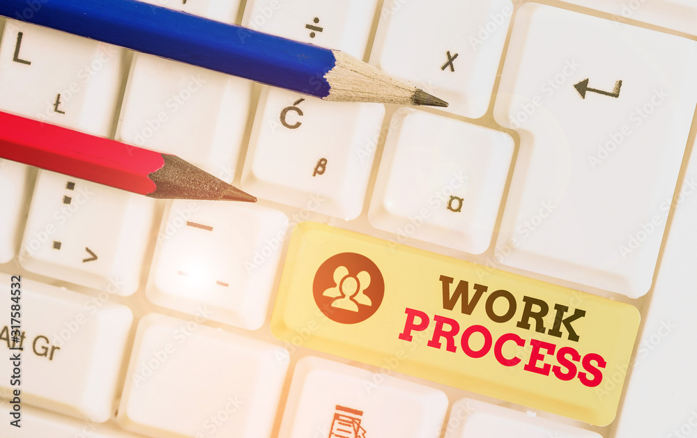 Fototapete word writing text work process. business photo showcasing standard procedures how to handle a partic