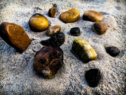 rocky beach with sand and pebbles
