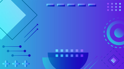 Abstract modern turquoise gradient background with outline shapes