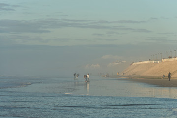 La plage de Quend-Plage avec une brume de mer.