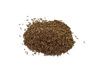 Cumin seeds or caraway isolated on white background