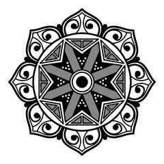 Decorative hand-drawn round pattern in the form of a mandala
