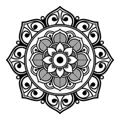 Decorative hand-drawn round pattern in the form of a mandala