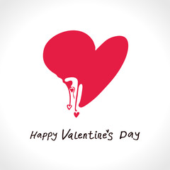 Red Heart. Happy Valentine's Day calligraphy. Valentines day holidays typography print, postcard, t-shirt and more. Vector illustration