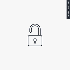 Unlock, linear style sign for mobile concept and web design