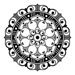 Decorative hand-drawn round pattern in the form of a mandala