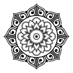 Decorative hand-drawn round pattern in the form of a mandala