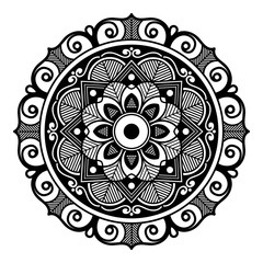 Decorative hand-drawn round pattern in the form of a mandala