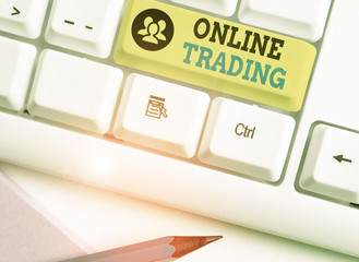 Conceptual hand writing showing Online Trading. Concept meaning the buying and selling financial...